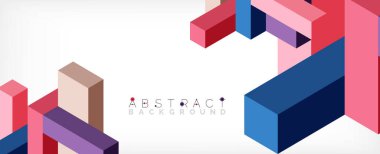 Soyut arkaplan. 3 boyutlu küp, küp elementler ve bloklar. Duvar kağıdı, afiş, arkaplan, iniş sayfası için tekno veya iş konsepti