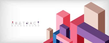 Soyut arkaplan. 3 boyutlu küp, küp elementler ve bloklar. Duvar kağıdı, afiş, arkaplan, iniş sayfası için tekno veya iş konsepti