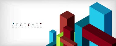 Soyut arkaplan. 3 boyutlu küp, küp elementler ve bloklar. Duvar kağıdı, afiş, arkaplan, iniş sayfası için tekno veya iş konsepti