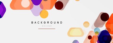 Beyaz üzerine renkli baloncuklar ve yuvarlak geometrik şekiller. Duvar kağıdı, pankart, arkaplan, iniş sayfası için vektör geometrik asgari özet arkaplan