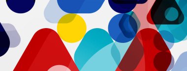 Beyaz üzerine renkli baloncuklar ve yuvarlak geometrik şekiller. Duvar kağıdı, pankart, arkaplan, iniş sayfası için vektör geometrik asgari özet arkaplan