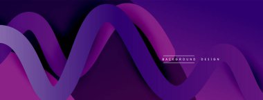 Gölge efektli dalga çizgisi olan soyut gradyan arkaplan. Geometrik bileşim. 3B gölge efektleri ve sıvı eğimleri