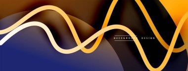 Gölge efektli dalga çizgisi olan soyut gradyan arkaplan. Geometrik bileşim. 3B gölge efektleri ve sıvı eğimleri