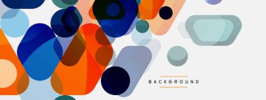 Beyaz üzerine renkli baloncuklar ve yuvarlak geometrik şekiller. Duvar kağıdı, pankart, arkaplan, iniş sayfası için vektör geometrik asgari özet arkaplan