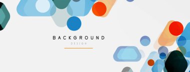 Beyaz üzerine renkli baloncuklar ve yuvarlak geometrik şekiller. Duvar kağıdı, pankart, arkaplan, iniş sayfası için vektör geometrik asgari özet arkaplan