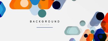 Beyaz üzerine renkli baloncuklar ve yuvarlak geometrik şekiller. Duvar kağıdı, pankart, arkaplan, iniş sayfası için vektör geometrik asgari özet arkaplan