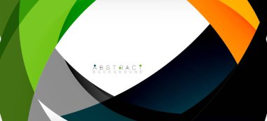 Geometrik soyut arkaplan. Üst üste binen renk şekilleriyle çember oluşturuldu. Duvar Kağıdı, Sancak, Arkaplan, İniş Sayfası için Vektör İllüstrasyonu