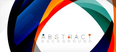 Geometrik soyut arkaplan. Üst üste binen renk şekilleriyle çember oluşturuldu. Duvar Kağıdı, Sancak, Arkaplan, İniş Sayfası için Vektör İllüstrasyonu