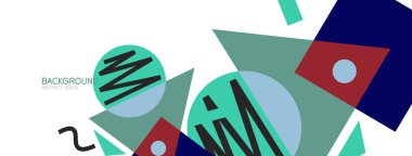 Soyut arkaplan. Bloklar, çizgiler, üçgenler, daireler. Duvar kağıdı, afiş, arkaplan, iniş sayfası için tekno veya iş konsepti