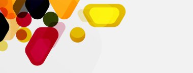 Beyaz üzerine renkli baloncuklar ve yuvarlak geometrik şekiller. Duvar kağıdı, pankart, arkaplan, iniş sayfası için vektör geometrik asgari özet arkaplan