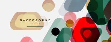 Beyaz üzerine renkli baloncuklar ve yuvarlak geometrik şekiller. Duvar kağıdı, pankart, arkaplan, iniş sayfası için vektör geometrik asgari özet arkaplan