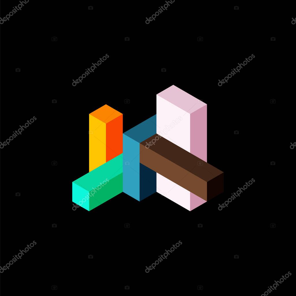 Abstract background. 3d cubes, cubic elements and blocks. Techno or business concept for wallpaper, banner, background, landing page