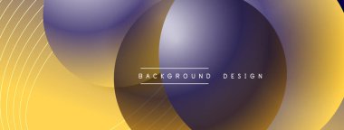 Gölgeli gradyan daireler. Vektör tekno soyut arka plan. Modern üstüste bindirme formları duvar kağıdı arkaplanı, tasarım şablonu