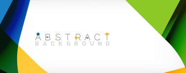 Asgari soyut arkaplan - beyaz üzerine gölge çizgileri ile örtüşen renk şekilleri. Duvar Kağıdı, Sancak, Arkaplan, İniş Sayfası için Vektör İllüstrasyonu