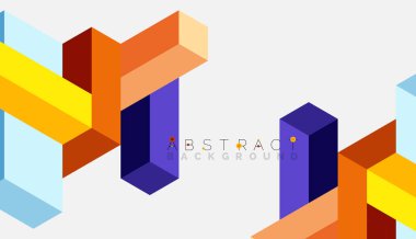 Soyut arkaplan. 3 boyutlu küp, küp elementler ve bloklar. Duvar kağıdı, afiş, arkaplan, iniş sayfası için tekno veya iş konsepti