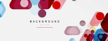 Beyaz üzerine renkli baloncuklar ve yuvarlak geometrik şekiller. Duvar kağıdı, pankart, arkaplan, iniş sayfası için vektör geometrik asgari özet arkaplan