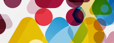 Beyaz üzerine renkli baloncuklar ve yuvarlak geometrik şekiller. Duvar kağıdı, pankart, arkaplan, iniş sayfası için vektör geometrik asgari özet arkaplan