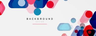 Beyaz üzerine renkli baloncuklar ve yuvarlak geometrik şekiller. Duvar kağıdı, pankart, arkaplan, iniş sayfası için vektör geometrik asgari özet arkaplan