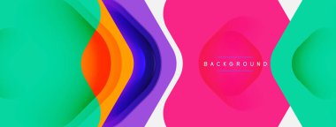 Beyaz arka planda renkli ok şekilleri. Minimum geometrik soyut arkaplan. Duvar kağıdı afişi veya iniş sayfası için vektör illüstrasyonu