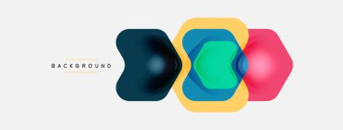 Beyaz arka planda renkli ok şekilleri. Minimum geometrik soyut arkaplan. Duvar kağıdı afişi veya iniş sayfası için vektör illüstrasyonu