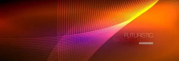 Luz resplandeciente de neón abstracta en la oscuridad con olas. Brillante concepto de energía mágica y movimiento, vector abstracto fondo de pantalla — Archivo Imágenes Vectoriales