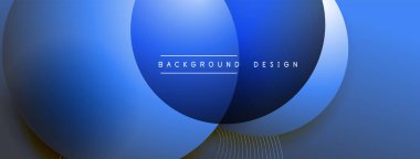 Gölgeli gradyan daireler. Vektör tekno soyut arka plan. Modern üstüste bindirme formları duvar kağıdı arkaplanı, tasarım şablonu