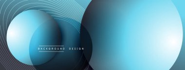 Gölgeli gradyan daireler. Vektör tekno soyut arka plan. Modern üstüste bindirme formları duvar kağıdı arkaplanı, tasarım şablonu