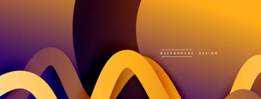 Gölge efektli dalga çizgisi olan soyut gradyan arkaplan. Geometrik bileşim. 3B gölge efektleri ve sıvı eğimleri