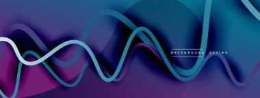 Gölge efektli dalga çizgisi olan soyut gradyan arkaplan. Geometrik bileşim. 3B gölge efektleri ve sıvı eğimleri