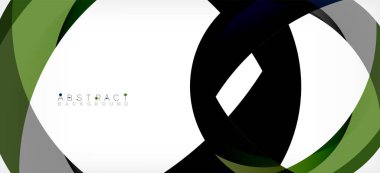 Geometrik soyut arkaplan. Üst üste binen renk şekilleriyle çember oluşturuldu. Duvar Kağıdı, Sancak, Arkaplan, İniş Sayfası için Vektör İllüstrasyonu