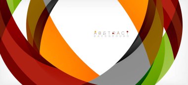 Geometrik soyut arkaplan. Üst üste binen renk şekilleriyle çember oluşturuldu. Duvar Kağıdı, Sancak, Arkaplan, İniş Sayfası için Vektör İllüstrasyonu