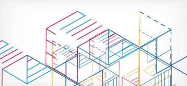 Soyut arkaplan. Beyaz arkaplanda renk çizgileri. Doğrusal soyut kompozisyon. Duvar kağıdı, afiş, arkaplan, iniş sayfası için tekno veya iş konsepti