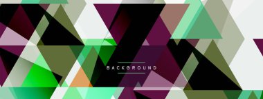 Renkli üçgen bileşimi, geometrik soyut arkaplan. Tekno veya iş konsepti, duvar kağıdı, afiş, arkaplan, iniş sayfası deseni