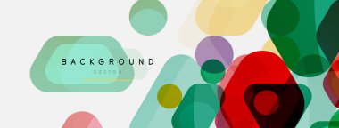 Beyaz üzerine renkli baloncuklar ve yuvarlak geometrik şekiller. Duvar kağıdı, pankart, arkaplan, iniş sayfası için vektör geometrik asgari özet arkaplan