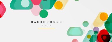 Beyaz üzerine renkli baloncuklar ve yuvarlak geometrik şekiller. Duvar kağıdı, pankart, arkaplan, iniş sayfası için vektör geometrik asgari özet arkaplan