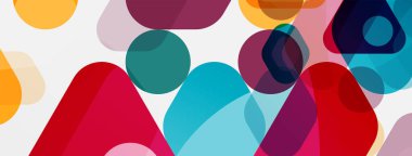 Beyaz üzerine renkli baloncuklar ve yuvarlak geometrik şekiller. Duvar kağıdı, pankart, arkaplan, iniş sayfası için vektör geometrik asgari özet arkaplan