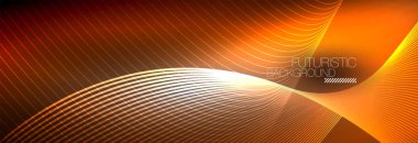 Karanlıkta dalgalarla parlayan soyut neon ışığı. Parlak sihirli enerji ve hareket konsepti, vektör soyut duvar kağıdı arkaplanı