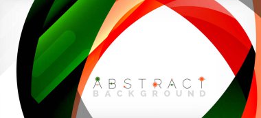 Geometrik soyut arkaplan. Üst üste binen renk şekilleriyle çember oluşturuldu. Duvar Kağıdı, Sancak, Arkaplan, İniş Sayfası için Vektör İllüstrasyonu