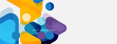 Soyut yuvarlak geometrik şekiller ve daireler. Duvar kağıdı, afiş, arkaplan veya iniş için moda tekno iş şablonu