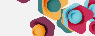 Beyaz arka planda renkli ok şekilleri. Minimum geometrik soyut arkaplan. Duvar kağıdı afişi veya iniş sayfası için vektör illüstrasyonu