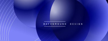 Gölgeli gradyan daireler. Vektör tekno soyut arka plan. Modern üstüste bindirme formları duvar kağıdı arkaplanı, tasarım şablonu