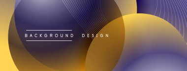 Gölgeli gradyan daireler. Vektör tekno soyut arka plan. Modern üstüste bindirme formları duvar kağıdı arkaplanı, tasarım şablonu