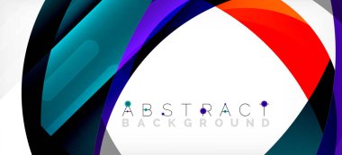 Geometrik soyut arkaplan. Üst üste binen renk şekilleriyle çember oluşturuldu. Duvar Kağıdı, Sancak, Arkaplan, İniş Sayfası için Vektör İllüstrasyonu