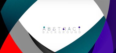 Geometrik soyut arkaplan. Üst üste binen renk şekilleriyle çember oluşturuldu. Duvar Kağıdı, Sancak, Arkaplan, İniş Sayfası için Vektör İllüstrasyonu