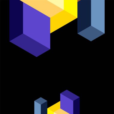 Soyut arkaplan. 3 boyutlu küp, küp elementler ve bloklar. Duvar kağıdı, afiş, arkaplan, iniş sayfası için tekno veya iş konsepti