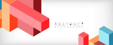 Soyut arkaplan. 3 boyutlu küp, küp elementler ve bloklar. Duvar kağıdı, afiş, arkaplan, iniş sayfası için tekno veya iş konsepti