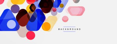 Beyaz üzerine renkli baloncuklar ve yuvarlak geometrik şekiller. Duvar kağıdı, pankart, arkaplan, iniş sayfası için vektör geometrik asgari özet arkaplan