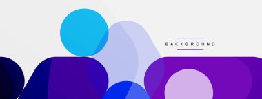 Beyaz üzerine renkli baloncuklar ve yuvarlak geometrik şekiller. Duvar kağıdı, pankart, arkaplan, iniş sayfası için vektör geometrik asgari özet arkaplan