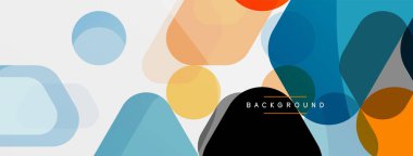 Beyaz üzerine renkli baloncuklar ve yuvarlak geometrik şekiller. Duvar kağıdı, pankart, arkaplan, iniş sayfası için vektör geometrik asgari özet arkaplan