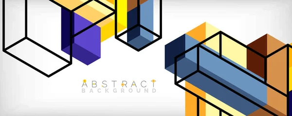 Abstracte achtergrond. 3d blokjes, kubieke elementen en blokken. Techno of business concept voor behang, banner, achtergrond, landing page — Stockvector